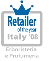 logo premio: Retailer of the year Italy'08. Erboristeria e Profumeria